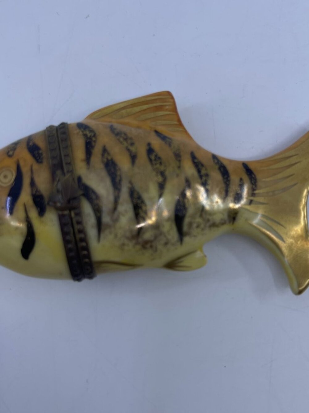 vintage hand painted limoges france porcelain fish trinket box